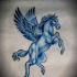 Desenho de tatuagem de pegasus de desenho azul magnífico