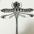 Superior black ornate dragonfly tattoo design