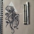 Superior dotwork octopus with white triangle drawing tattoo design