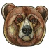 Surprised brown patterned bear tattoo design by Stephie Bailey