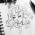 Doce desenho animado contorno medusa gorgona tatuagem