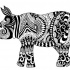 Sweet black-ink folk-patterned rhino tattoo design