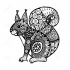 Sweet black-ink ornamented sitting squirrel tattoo design