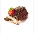 Sweet brown-spine hedgehog with red strawberry tattoo design