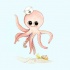 Sweet cartoon pink octopus sailor tattoo design