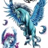 Desenhos de tatuagem pegasus jamping coloridos doces
