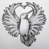 Sweet dotwork bird showing a heart figure tattoo design