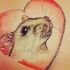 Sweet dotwork mouse head in red heart tattoo design