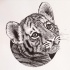 Sweet dotwork tiger baby tattoo design