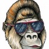 Sweet gorilla with pink sunglasses tattoo design by Derfblue