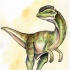 Sweet green dinosaur on pale yellow background tattoo design