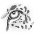 Sweet grey-ink jaguar eye fragment tattoo design