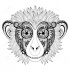 Sweet grey-ink ornate chimpanzee tattoo design