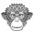Sweet grey-ink ornate monkey head tattoo design