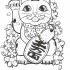 Sweet japanese money cat in flowers tattoo design