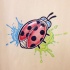 Sweet ladybug on green and blue background tattoo design
