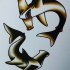 Sweet old school swimming hummer sharks tattoo design