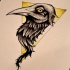 Sweet raven portrait in yellow triangle tattoo design
