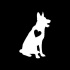 Sweet white german shepherd silhouette with heart print tattoo design