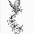 Tender girly butterfly over flower stem tattoo design