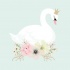 Tender white sleeping swan princess with flowers tattoo design