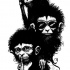 Three black fabled monkies in modern style tattoo design