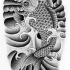 Traditional black-and-white koi fish tattoo design