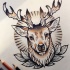 Traditional colorful new school deer tattoo design