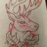 Traditional deer with oak leades tattoo design