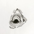 Traditional dotwork shark head with lettering tattoo design
