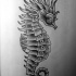 Traditional grey-ink seahorse tattoo design