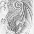 Dragão japonês tradicional em design de tatuagem de água swirly