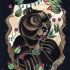 Traditional old school bear eating berries tattoo design