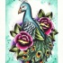 Traditional old school peacock with roses tattoo design