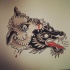 Traditional old school wolf and sheep heads tattoo design