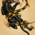 Traditional panther and snake battle tattoo design
