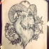 Traditional ram with illuminati sign and flowers tattoo design