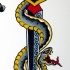 Traditional snake killed with long sword tattoo design