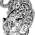 Tribal creeping up leopard tattoo design
