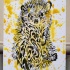 Tribal hedgehog in yellow watercolor splashes tattoo design