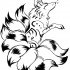 Tribal kitsune fox with nine fluffy tails tattoo by Cunning Fox