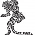 Tribal tiger climbing on wall tattoo design by Destruccion