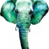Turquoise-and-green elephant head tattoo design