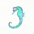 Turquoise-and-purple seahorse tattoo design