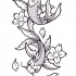 Two uncolored koi fish and cherry blossom tattoo design