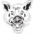 Uncolored crying pig muzzle tattoo design