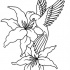 Uncolored drawn hummingbird flying over hibiscus flowers tattoo design