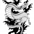 Uncolored snake on black waves background tattoo design