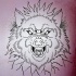 Uncolored three-eyed wolf with cracks tattoo design