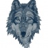 Unique-designed blue-color wolf portrait tattoo design